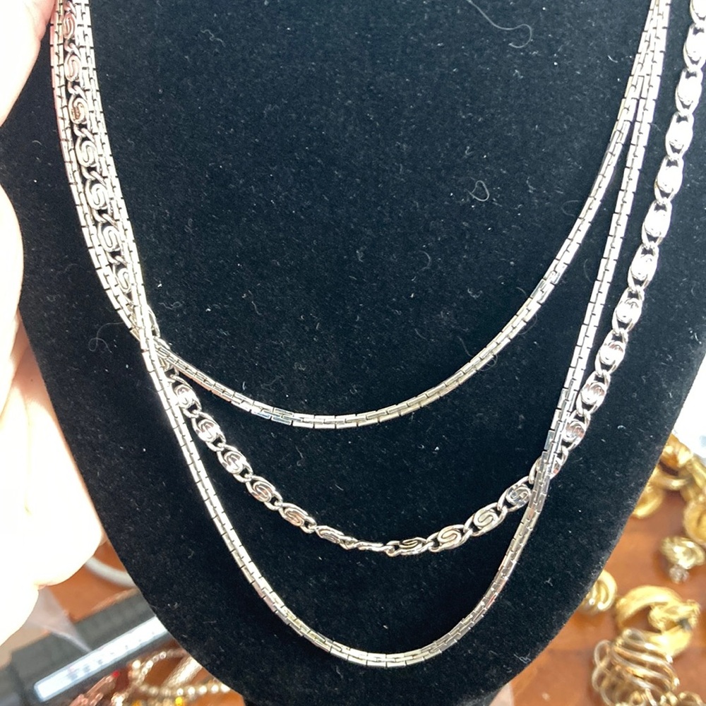 Silver Multi-Strand Necklace Set with Layered Chains